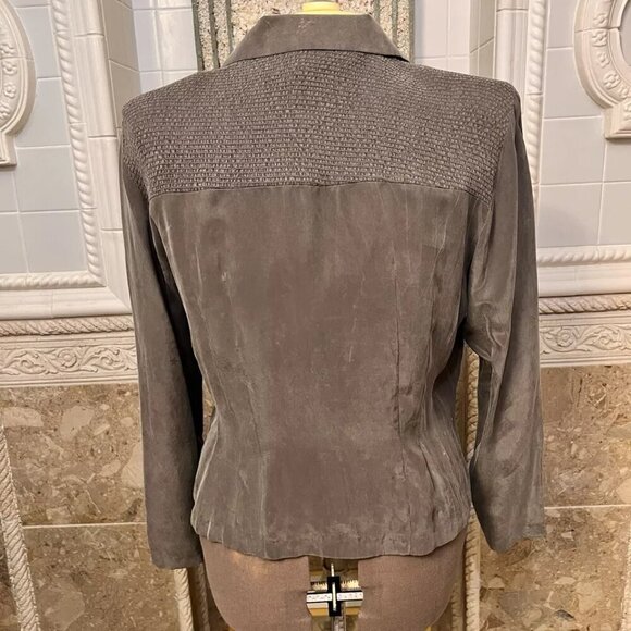 Wild Rose. Sz 14. Lightweight Green Rayon Suede Cloth Jacket. Embroidered. GB - Picture 3 of 7